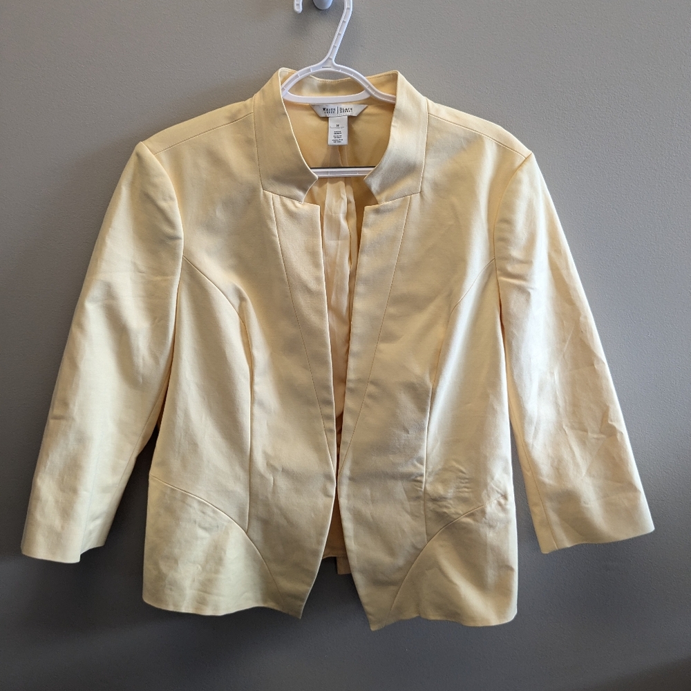 White House Black Market Light Yellow Blazer Jacket Women's size 14, WHBM